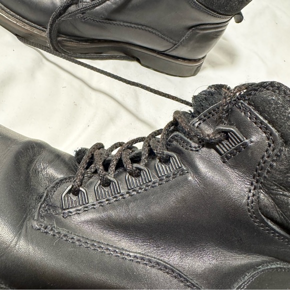 Italian Black Leather Combat Chunky Boots Lace-Up 7.5 38 Goth Grunge Biker Fall - Picture 5 of 11